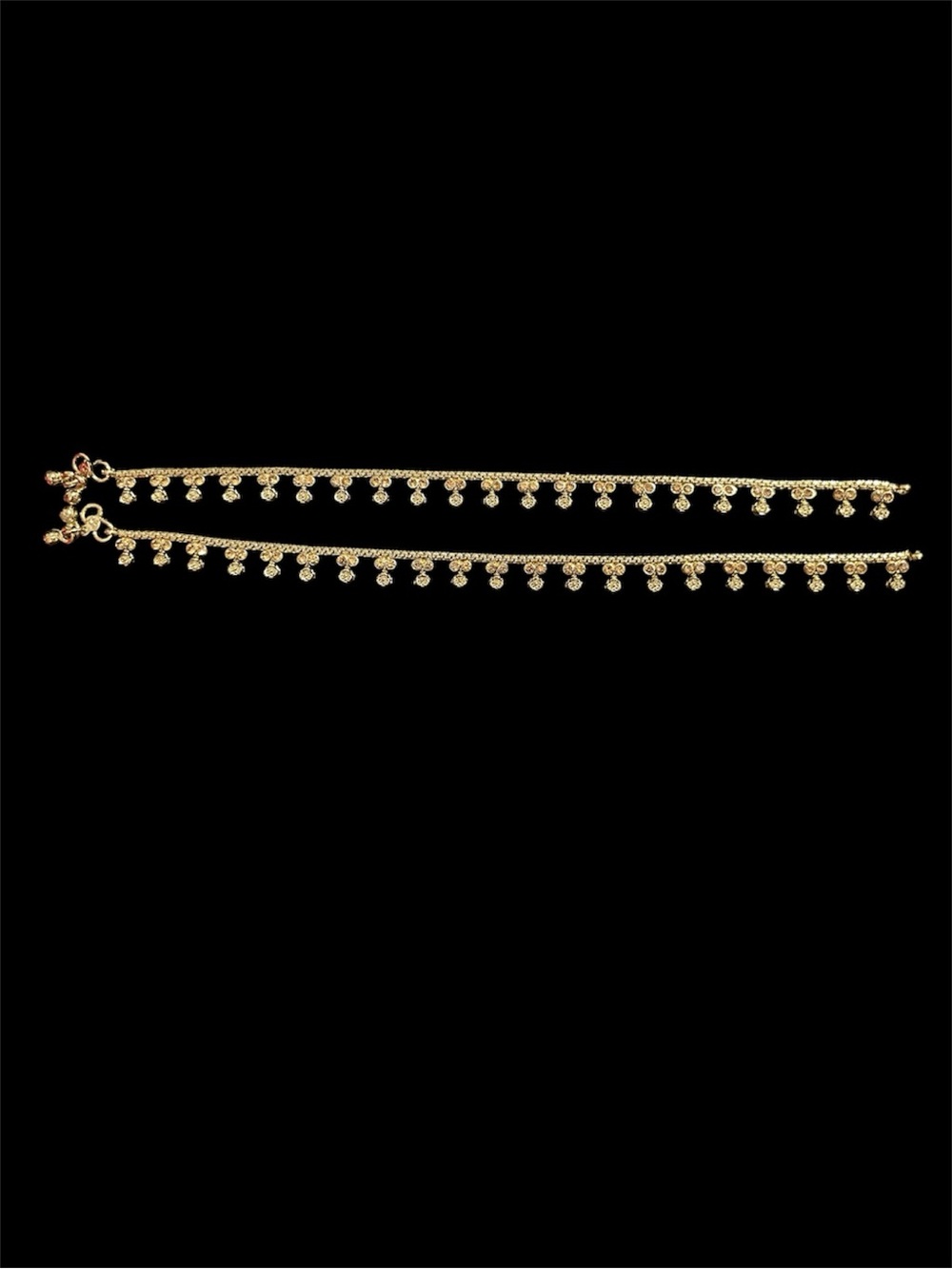 Gold Tone Rhinestone Anklet Pair | Dainty Indian/Pakistani Bridal Foot Jewelry